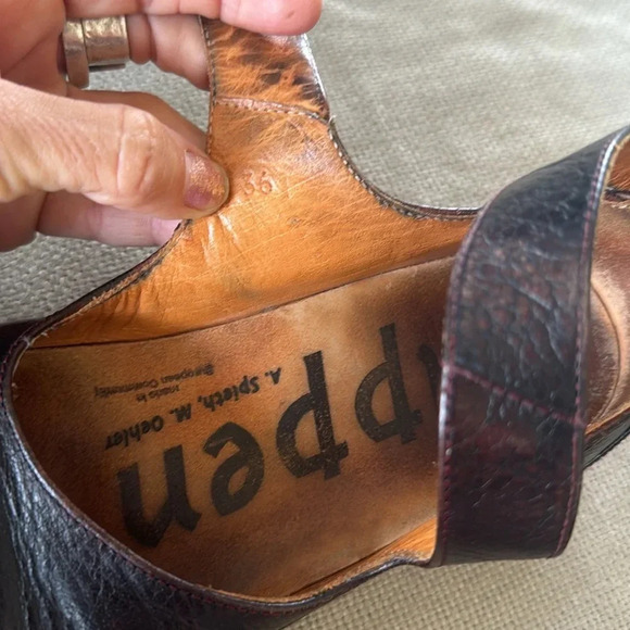 TRIPPEN Vivienne  DARK plum almost black  Leather Wrap Strap Shoe EU 36 us 6-7 - Picture 9 of 16